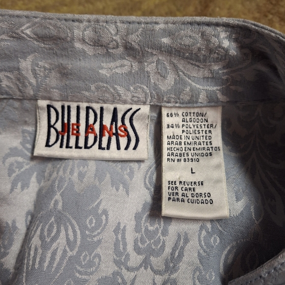Bill Bass Brocade Blue Buttoned Long Sleeve Cotton Blend Jacket Women Size Large - Picture 2 of 16